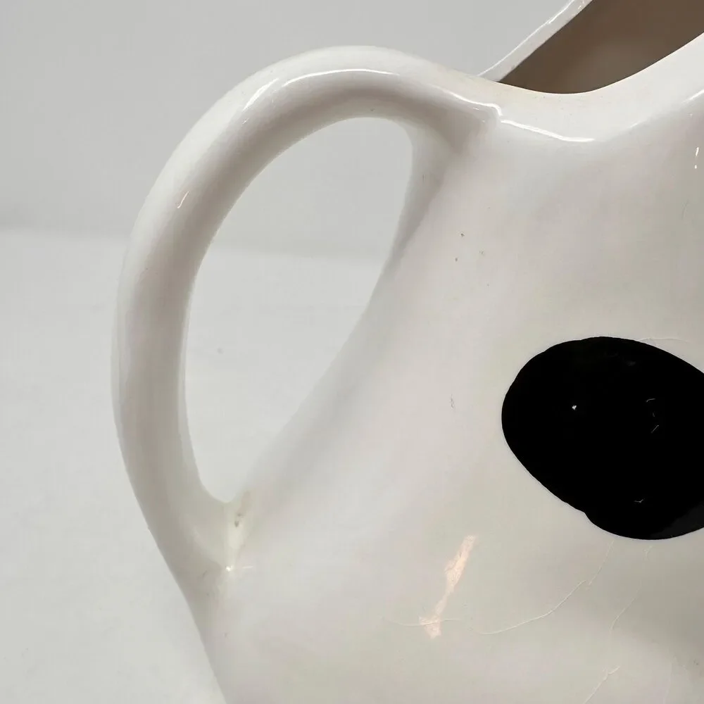 Vintage Cow Pitcher Ceramic Black White Holstein Milk Jug Vase Taiwan - READ